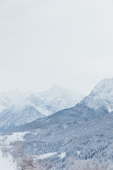 Fototapeta na wymiar Snowy mountain landscape of Switzerland