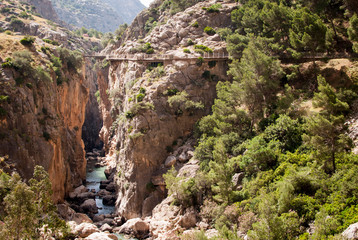 Fototapeta na wymiar Cañon natural del Río Guadalhorce en el Caminito del Rey en el Paraje Natural Desfiladero de los Gaitanes, Málaga, Andalucía, España