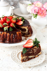 Chocolate cake with strawberries