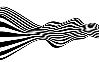 black and white curved line  stripe mobious wave abstract background