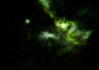 Star field in space and a nebulae. 3D rendering