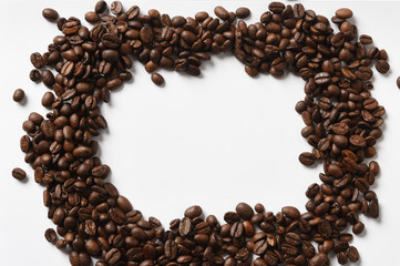 Close up of Coffee beans on white background