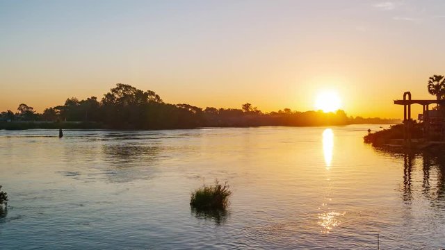 Time lapse: sunrise over the 4000 islands Mekong River in Laos, Si Phan Don, famous tourist destination in South East Asia