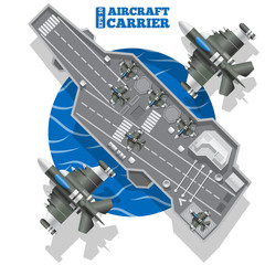 Aircraft carrier. View from above. Vector illustration. © caryblade