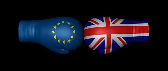 uk eu brexit fight europe leaving 3d boxing glove flag sign