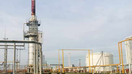 Fototapeta na wymiar Furnace for heating oil at the refinery
