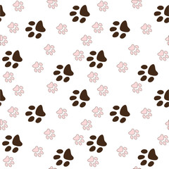 Fototapeta premium Vector seamless pattern with cat or dog,kitten or puppy footprints. Can be used for wallpaper,fabric, web page background, surface textures.