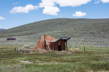 Buildings in the abandoned ghost town of Bodie California. Bodie was a busy, high elevation gold...