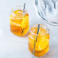 Lemon mint iced tea cocktail refreshing drink for summer days
