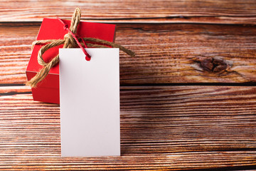 Gift box with blank white card