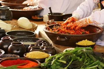 Poster Koreaans eten kool kimchi festival achtergrondafbeelding © blueman171