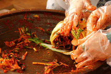 한국의 음식 배추 김치 축제 백그라운드 이미지