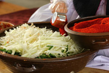 한국의 음식 배추 김치 축제 백그라운드 이미지