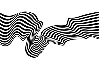 black and white curved line  stripe mobious wave abstract background
