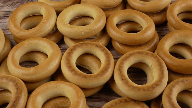 Fresh bread bagel. Russian traditional bakery product.
