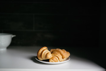 Breakfast fresh croissants