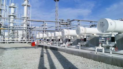 Naklejka premium Heat exchangers in a refinery