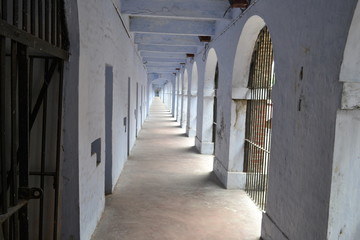 corridor with columns of cellular jail andaman