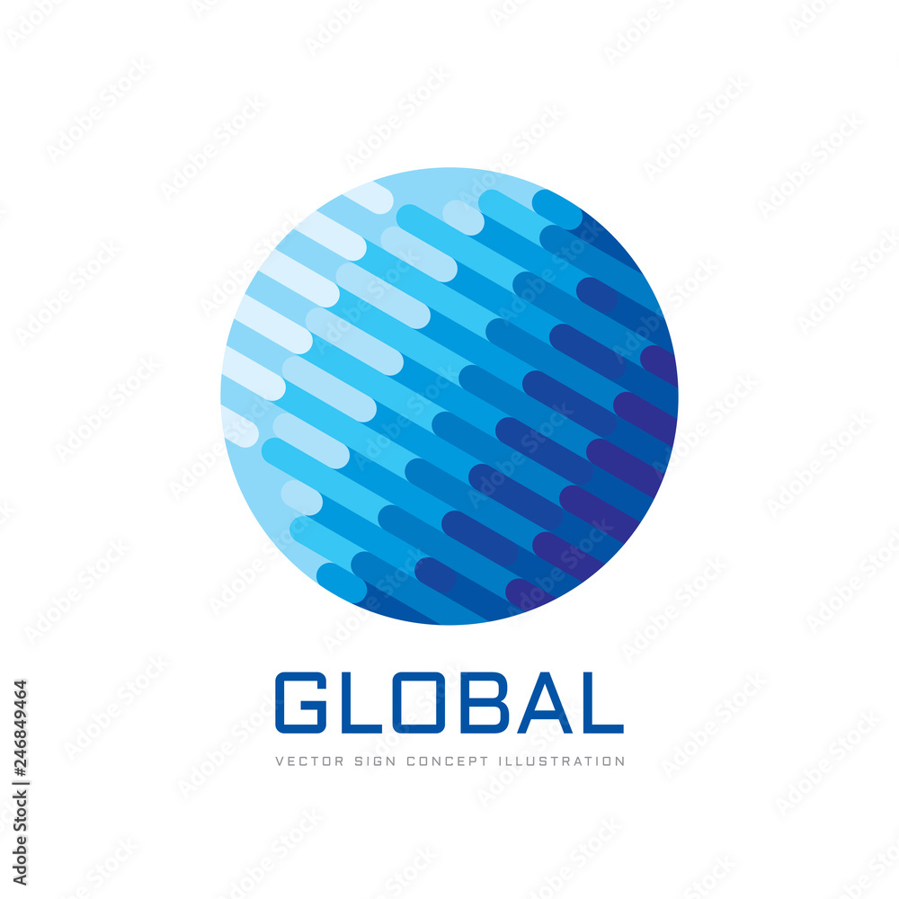 Poster global business development - concept logo template vector illustration. abstract globe creative sig