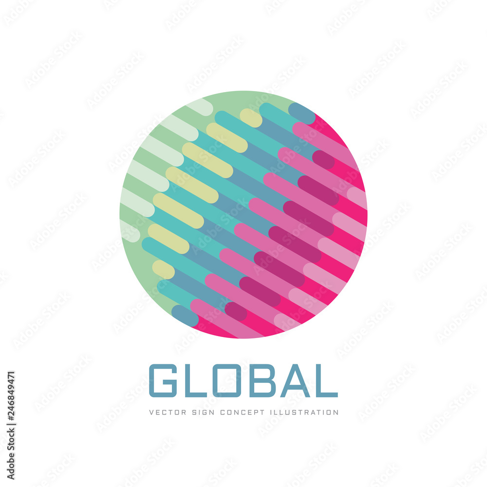 Poster global business development - concept logo template vector illustration. abstract globe creative sig