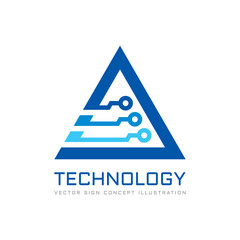 Electronic technology - vector logo template for corporate identity. Abstract digital chip sign. Network, internet tech concept illustration. Triangle design element.  
