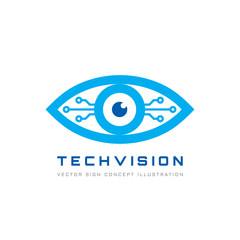 Obraz premium Tech vision - vector logo template concept illustration. Abstract human eye creative sign. Security digital technology and surveillance. Design element. 