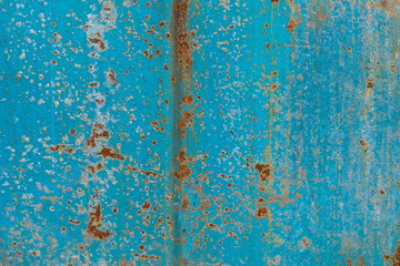 Rusty Metal Background Texture. Rusted, old, vintage, retro background texture on blue metal, steel or iron plate surface. Industrial obsolete concept image