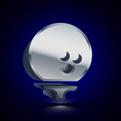 3D stylized Golf icon. Silver vector icon. Isolated symbol illustration on dark background.