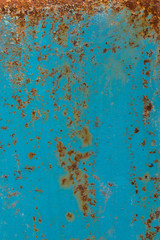 Rusty Metal Background Texture. Rusted, old, vintage, retro background texture on blue metal, steel or iron plate surface. Industrial obsolete concept image