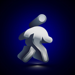 3D stylized Pedestrian icon. Silver vector icon. Isolated symbol illustration on dark background.