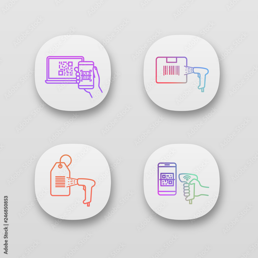 Poster barcodes app icons set