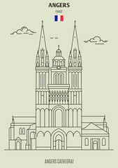 Angers cathedral in Angers, France. Landmark icon