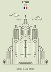 Basilica of Saint Clotilde in Reims, France. Landmark icon