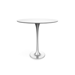 Table metal on a long leg. There is free space for your design. White isolated background