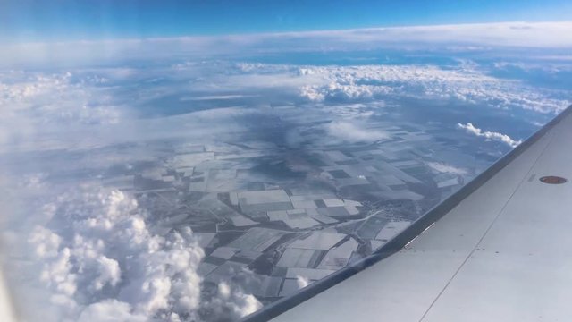 View through the window of the plane