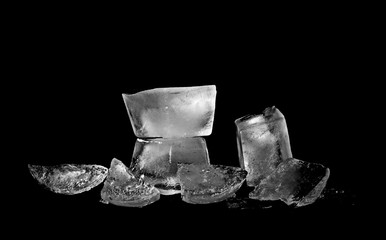 ice cubes isolated on black background, with clipping path