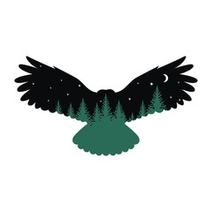 Fototapeta premium Sowa sylwetka i noc