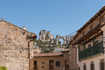 Fototapeta na wymiar Orbaneja del Castillo, beautiful village of Burgos, Castilla y Leon, Spain