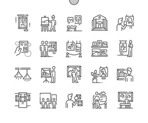 Painting exhibition Well-crafted Pixel Perfect Vector Thin Line Icons 30 2x Grid for Web Graphics and Apps. Simple Minimal Pictogram