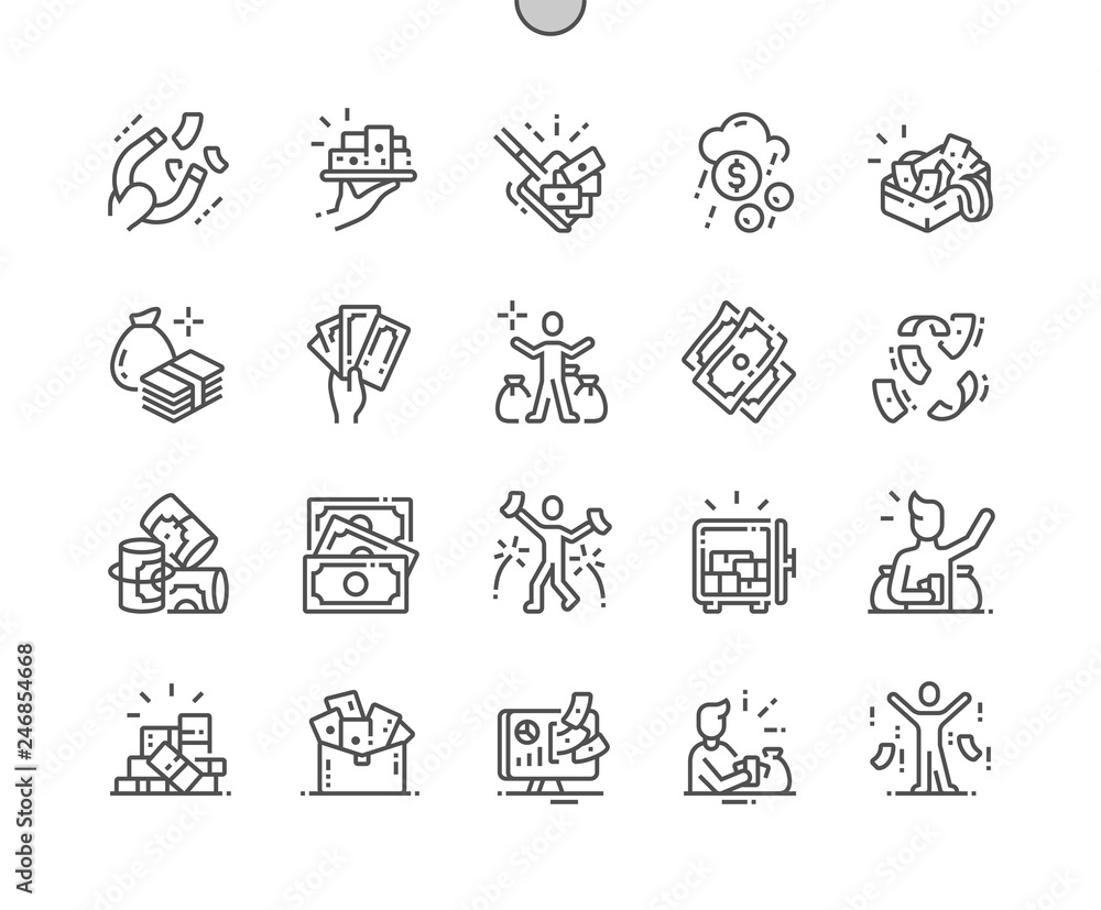 Aufkleber a lot of money well-crafted pixel perfect vector thin line icons 30 2x grid for web graphics and app