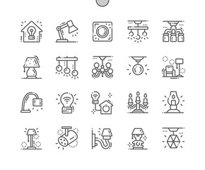 Fototapeta premium Home Lighting Well-crafted Pixel Perfect Vector Thin Line Icons 30 2x Grid for Web Graphics and Apps. Simple Minimal Pictogram