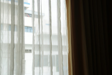 brown white hospital curtain sunlight