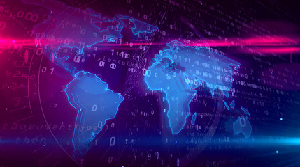 Global network cyberspace concept with world map