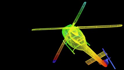 3d rendering of an outline rainbow color object isolated on black