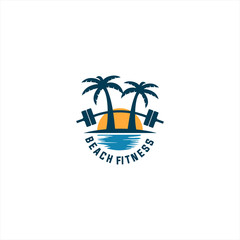 beach fitness logo vector