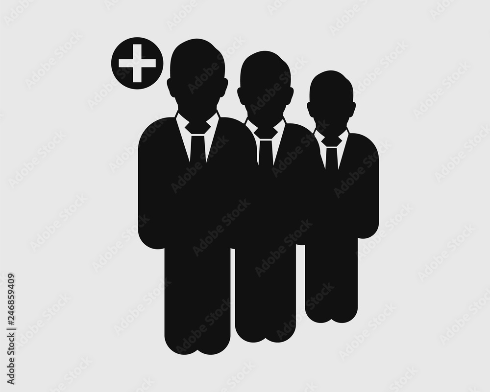 Poster increase or add users icon. standing male symbol on gray background. flat style vector eps.