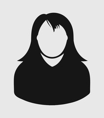 Woman profile Icon on gray Background