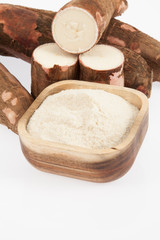 Raw cassava starch - Manihot esculenta. on white background