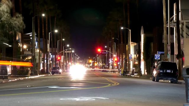 Time laps, Venice Beach, Abbot Kenney, Los Angeles street at night