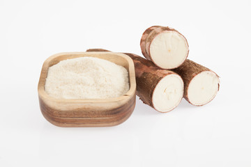Raw cassava starch - Manihot esculenta. on white background